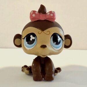 Littlest Pet Shop LPS 501 Monkey Pink Bow Spring ~ AUTHENTIC
